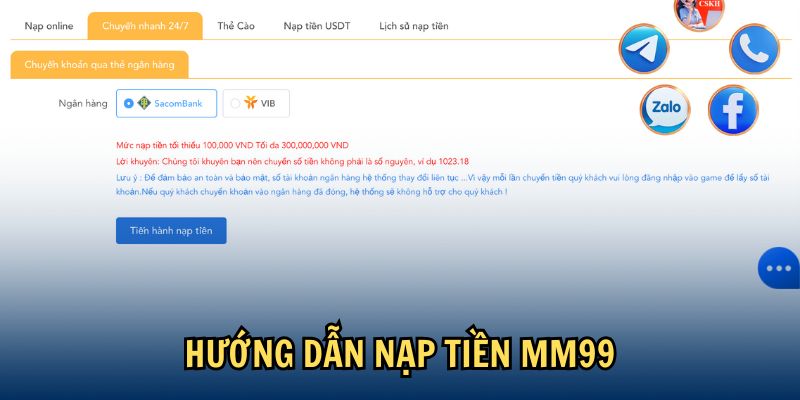 Hướng dẫn nạp tiền MM99